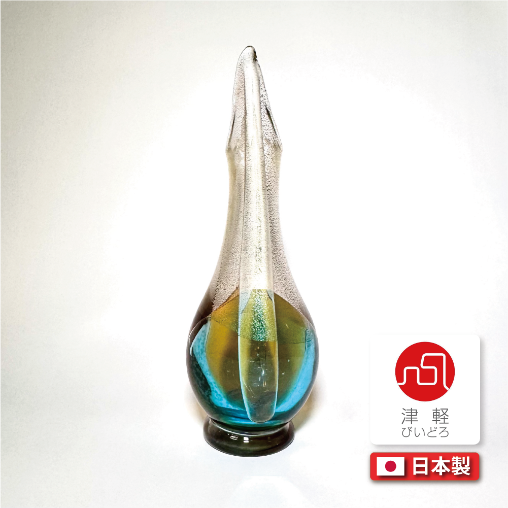 日本津輕玻璃|秋村実作品|金箔玻璃花瓶