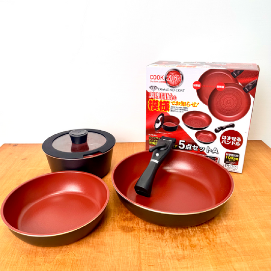 Pearl|鑽石塗層IH適用不沾鍋五件組|可拆手把|烤箱對應|HB-5621