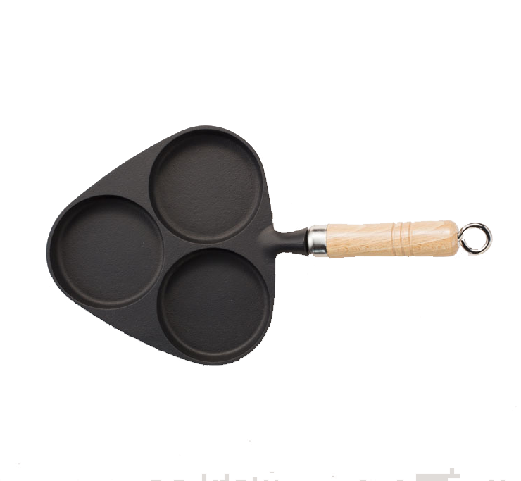 岩鑄|3格目玉燒|付木柄|3格鍋/南部鐵器/多功能鐵鍋/鑄鐵鍋/目玉燒/早餐好幫手/煎蛋鍋 24018