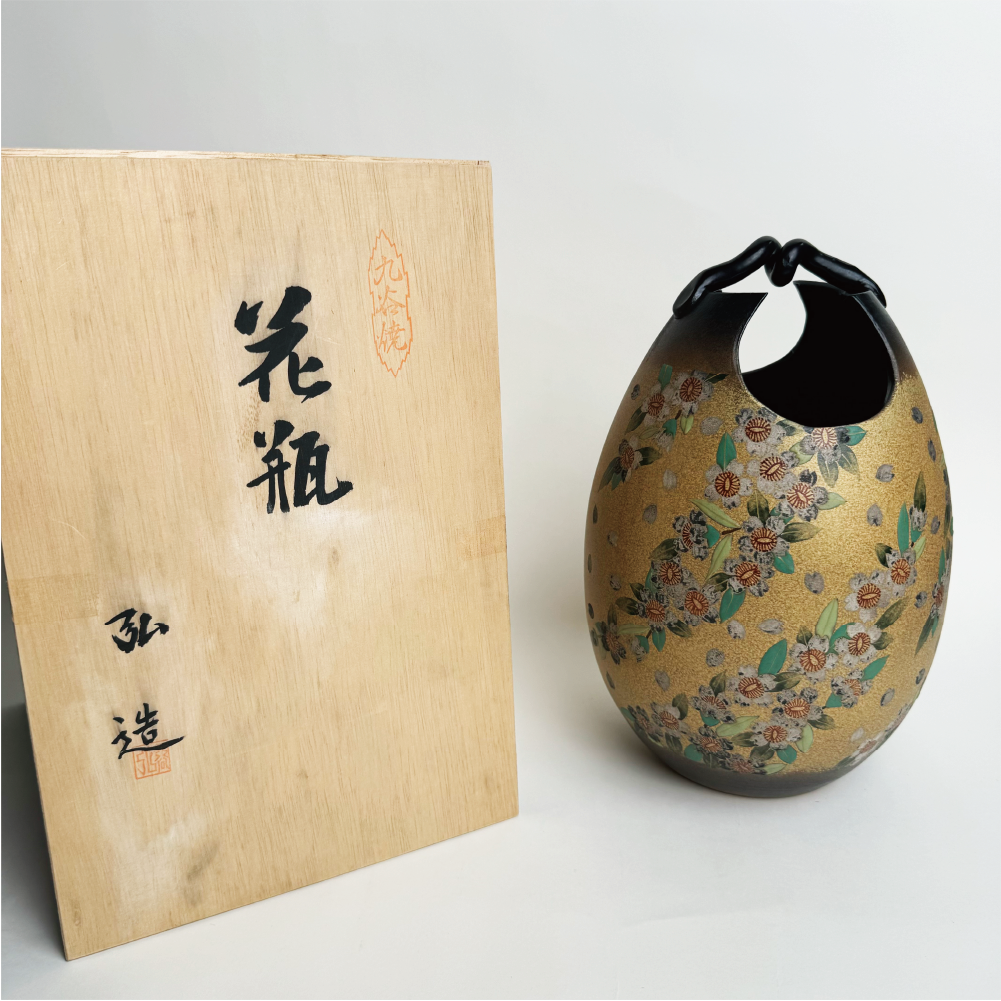日本九谷燒|弘造工藝師|金閣寺花瓶|