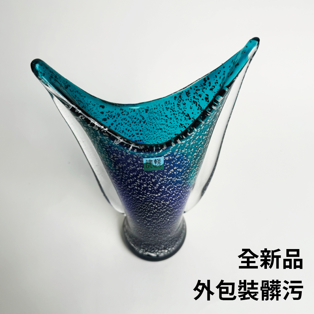 日本津輕玻璃|漂浮海洋銀箔玻璃花瓶|