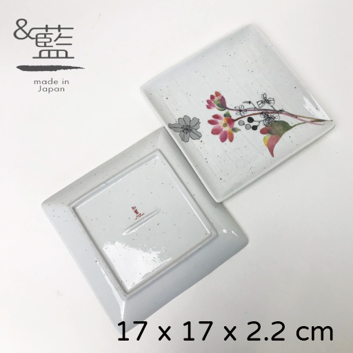セラミック藍|花ゆら正角皿|花紋樣式方形瓷盤|苧環|雪割草