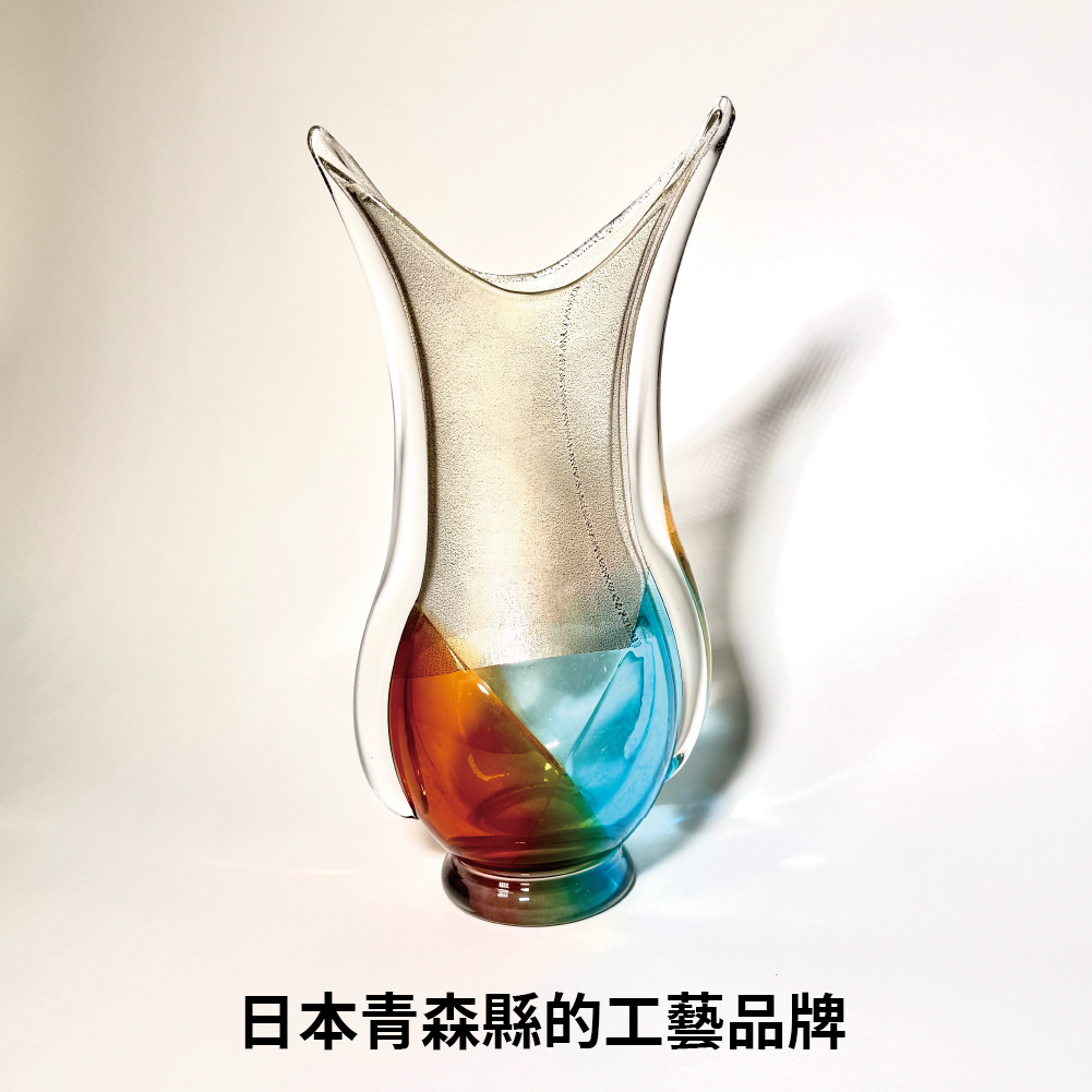 日本津輕玻璃|秋村実作品|金箔玻璃花瓶
