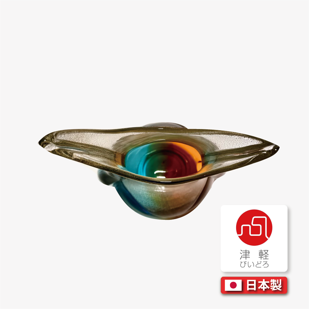 日本津輕玻璃|秋村実作品|金箔玻璃花瓶