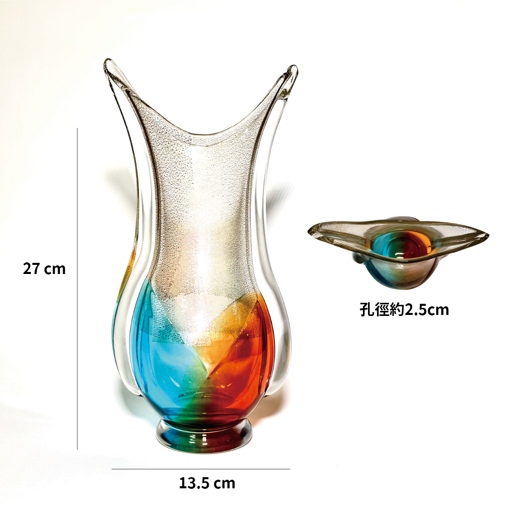 日本津輕玻璃|秋村実作品|金箔玻璃花瓶