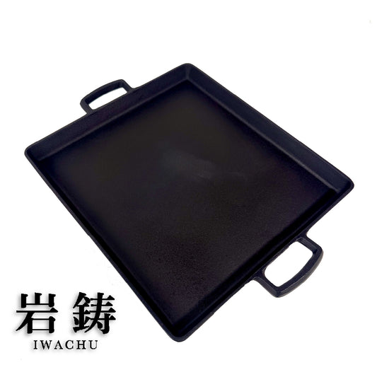 岩鑄|鑄鐵牛排烤盤|方形烤盤|鐵板燒料理|南部鐵器|鐵板烤肉盤烤肉|露營|#23013