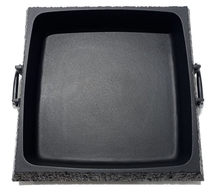 Rock cast|Square sukiyaki pot|Ishiba/Griddle/Nanbu Ironware/Double-eared Ishiba grill pan corner/Sukiyaki/Cast iron pot/frying pan/BBQ pan (20027)