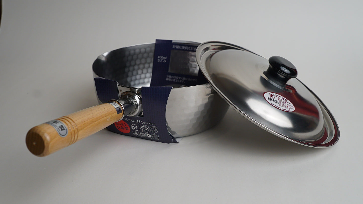 吉川|雪平鍋 | 16-22公分 | 不銹鋼木柄雪平鍋 | 買就送鍋蓋