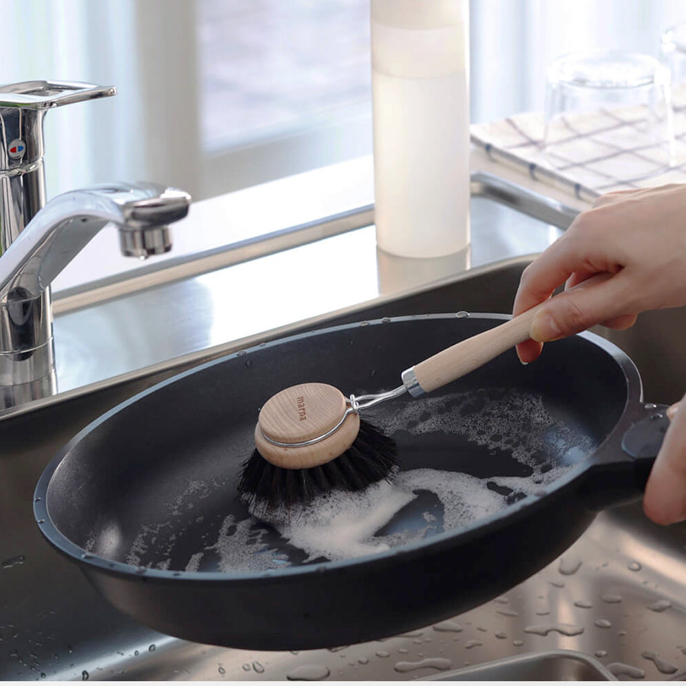 MARNA|Horse hair pot brush|With handle|Kitchen cleaning brush|K-814