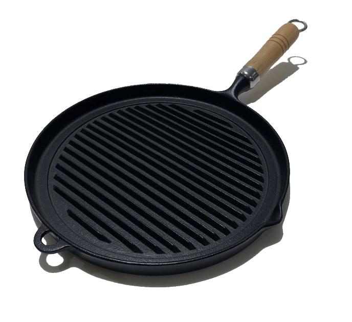 岩鑄|25公分木柄烤盤|南部鐵器/烤盤/煎鍋/鐵鍋/鑄鐵鍋/鑄鐵烤盤/牛排鍋/烤肉/露營 (23029)