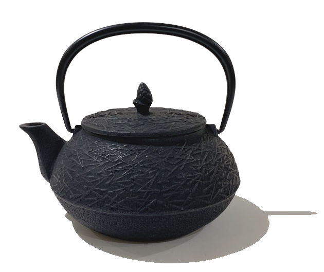 🫖 岩鑄|0.65L 5型急須松葉|黒色附濾網/南部鉄器/鐵壺/急需/鐵瓶/泡茶/琺瑯塗層/茶壺/鑄鐵壺12025