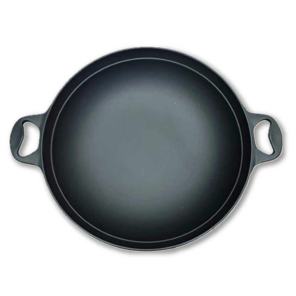 Rock cast|33cm Shanhai pot|With wooden lid/cast iron pot/iron pot/IWACHU/rock cast iron pot/camping/soup pot/wok (21044)