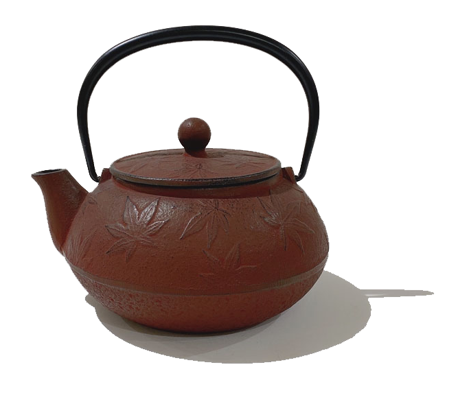 🫖 岩鑄|0.65L 5型急須楓葉茶|紅色附濾網/南部鐵器/鐵壺/急需/鐵瓶/泡茶/琺瑯塗層/茶壺/鑄鐵壺-42349
