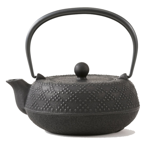 🫖 岩鑄|0.55L 5型急須格子アラレ|黒色附濾網/南部鉄器/鐵壺/急需/鐵瓶/泡茶/琺瑯塗層/茶壺/鑄鐵壺12062