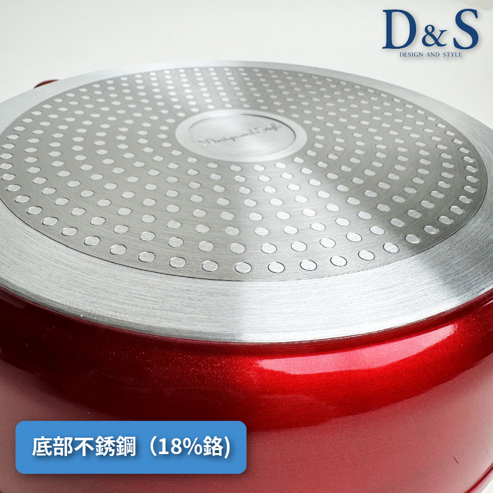 D&S | European style shiny ceramic flat bottom wok|With original glass lid|IH stove available
