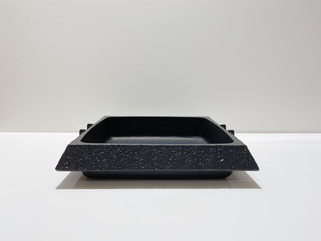 Rock cast|Square sukiyaki pot|Ishiba/Griddle/Nanbu Ironware/Double-eared Ishiba grill pan corner/Sukiyaki/Cast iron pot/frying pan/BBQ pan (20027)