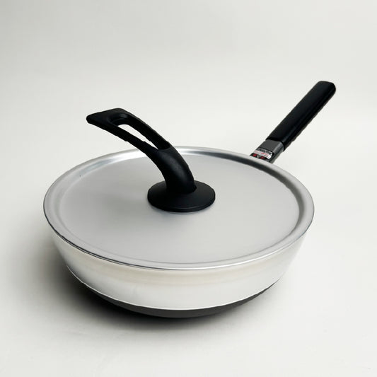 北陸アルミ|24cm不沾圓底煎炒鍋| Marutto Pan 系列|鋁鎂合金|附鍋蓋|IH爐可用