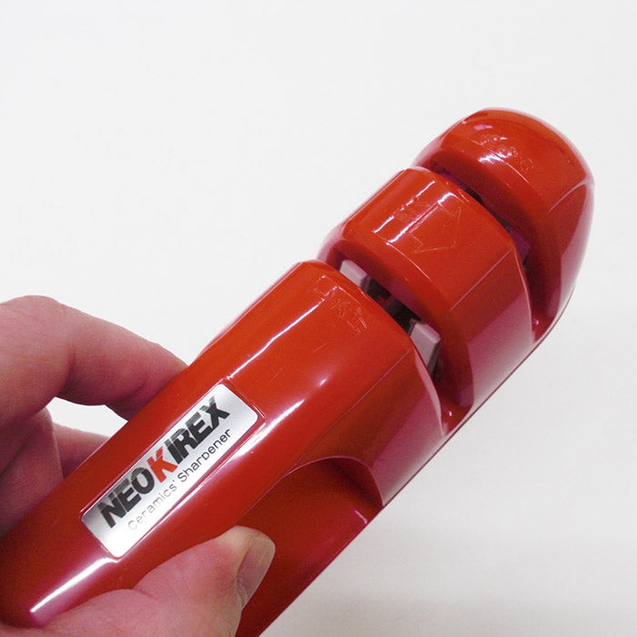 🔪 下村工業|陶瓷磨刀器|粗細兩用磨刀器/CT-12紅色