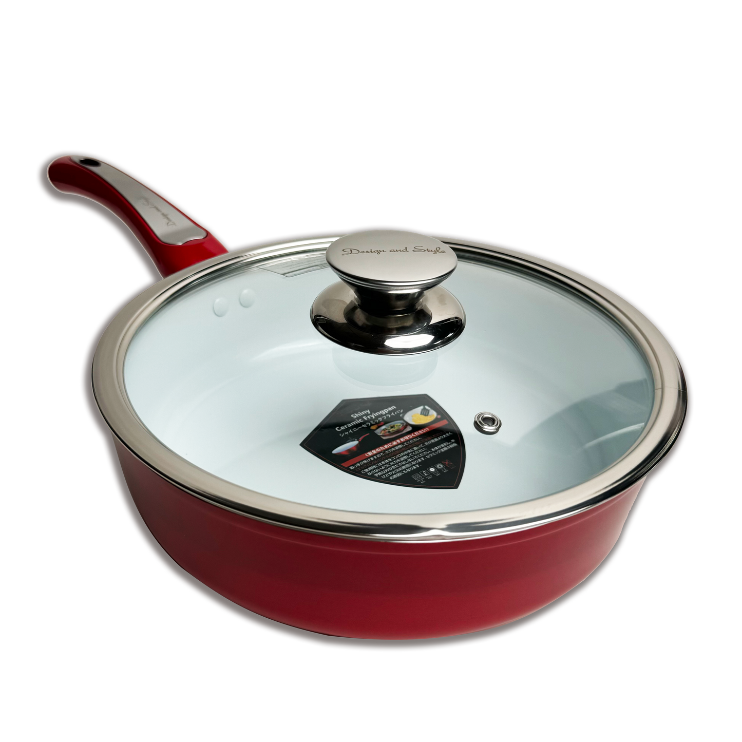 D&S | European style shiny ceramic flat bottom wok|With original glass lid|IH stove available