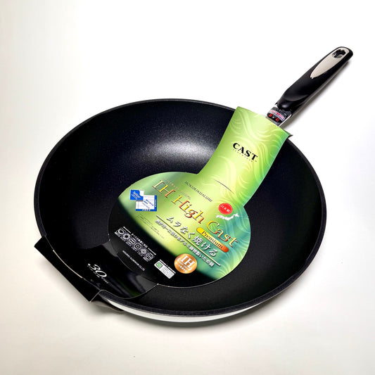 北陸|日本製 30cm不沾圓底煎炒鍋|IH爐適用|大金頂級塗層