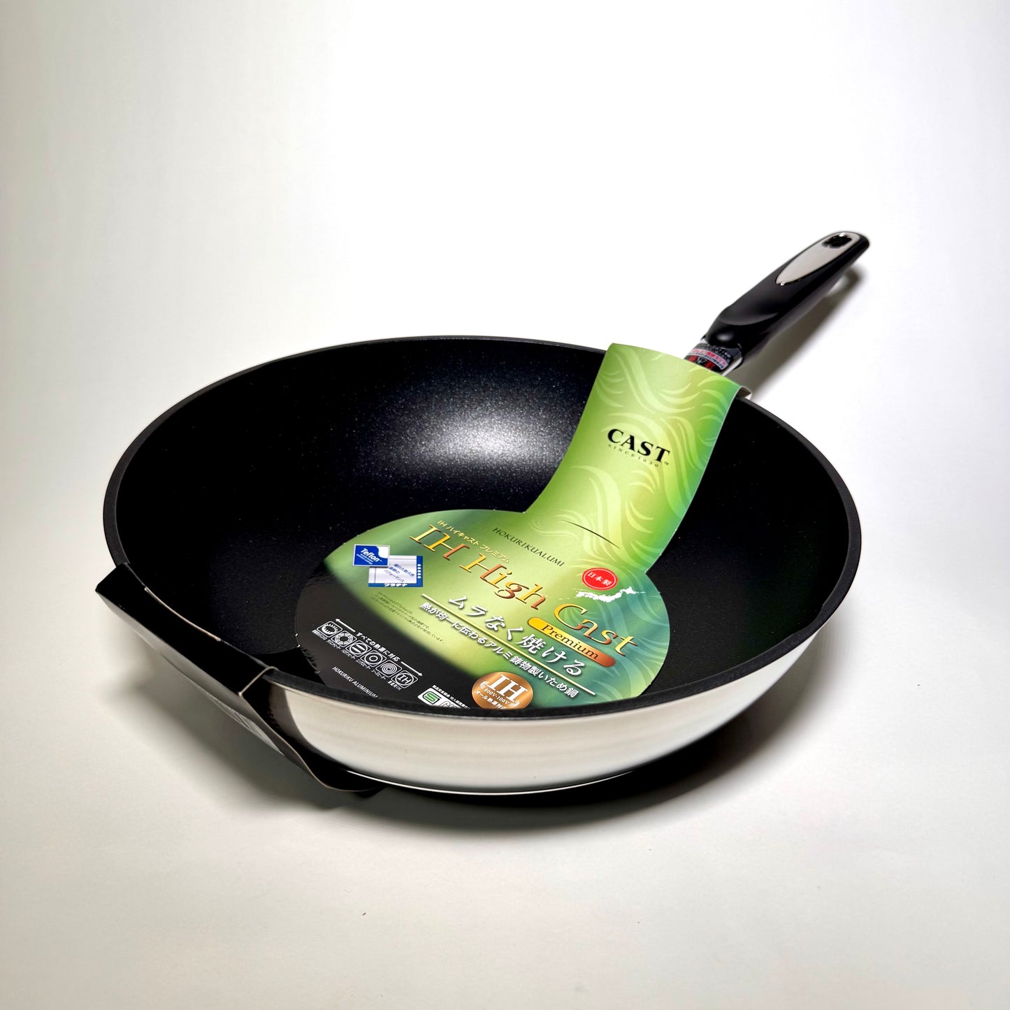 北陸|日本製 30cm不沾圓底煎炒鍋|IH爐適用|大金頂級塗層