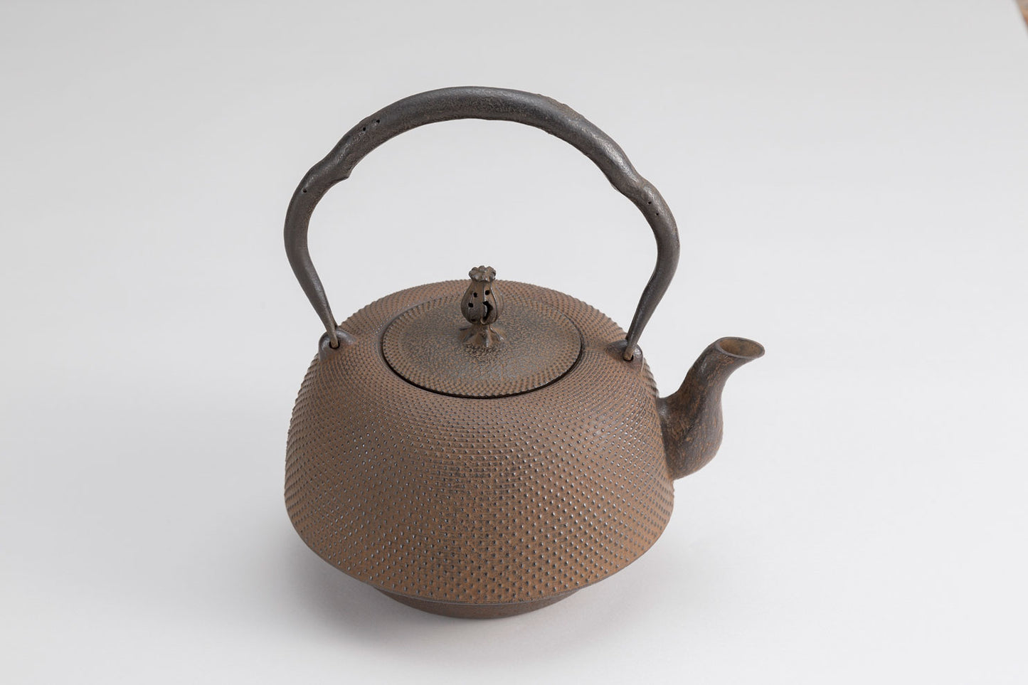 🫖 岩鑄|清茂作|工藝師名家系列|1.9L 23型南部型アラレ鐵瓶/鐵壺/無塗層/鐵瓶/南部鐵器/收藏/茶/11001