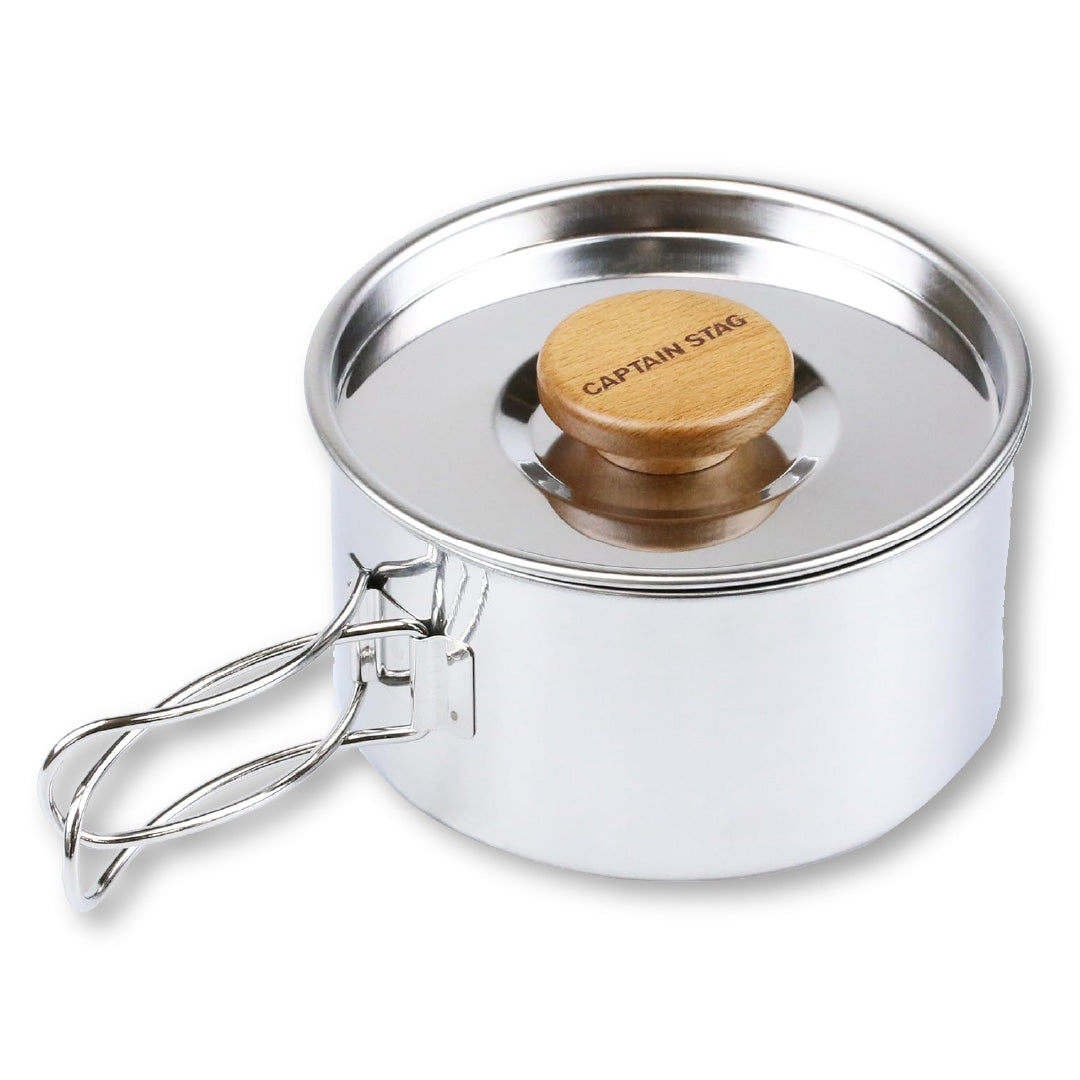 ⛺️LU CAPTAIN STAG|1.3L 14CM stainless steel square pot with lid/camping kettle cooker/camping/travel UH-4202/7