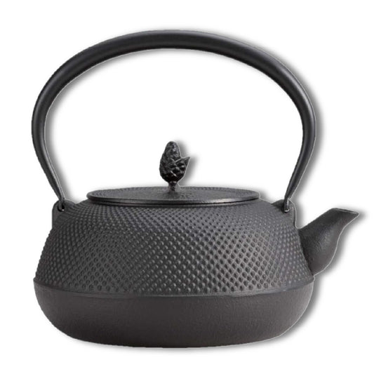 🫖 岩鑄|1.7L 18型平丸アラレ鐵甁|南部鐵器|無塗層/茶壺/泡茶/南部鐵器/鐵壺/鉄瓶兼用急須/寬口#11944