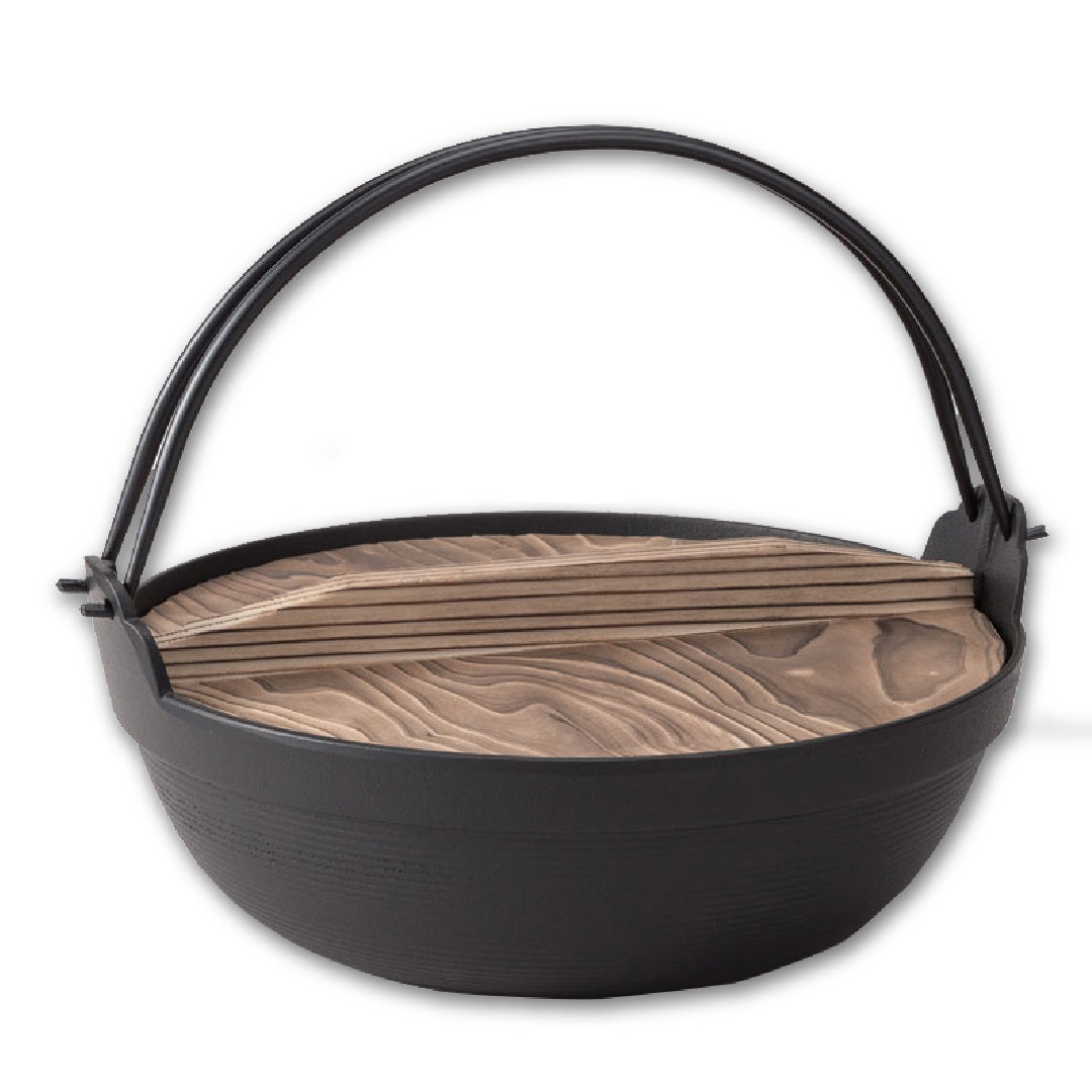 Rock casting|24-36cm Kouri hot pot|With wooden lid/healthy pot/rock casting/cast iron pot/wok/soup pot/hot pot/iron pot/ふるri pot