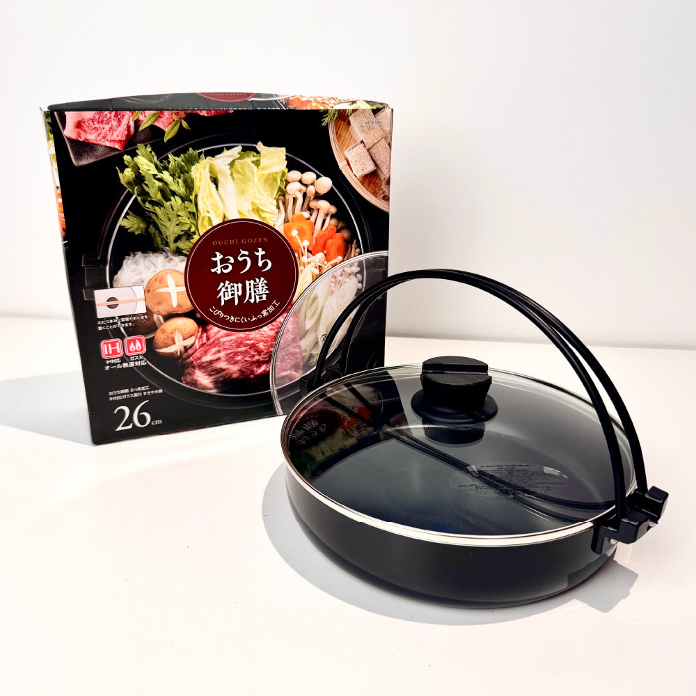 日本 Pearl|不沾提把壽喜鍋|附玻璃蓋|20cm|26cm|30cm|