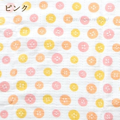 【日本製】天使之紗 4重雙面紗布鈕扣圖案方巾/手巾/天使紗/四重紗/紗布巾