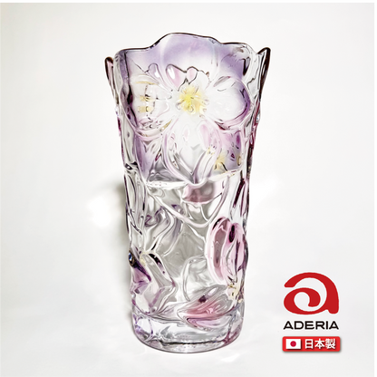日本Aderia瓷器｜粉花圖騰玻璃花瓶