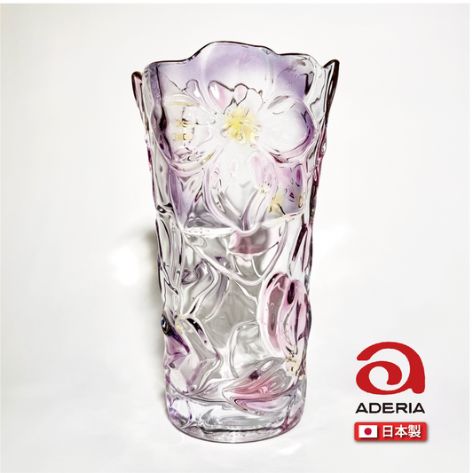 日本Aderia瓷器｜粉花圖騰玻璃花瓶