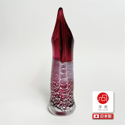 日本津輕玻璃｜玫瑰紅銀箔玻璃花瓶｜