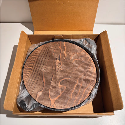 Rock cast｜33cm Shanhai pot｜With wooden lid/cast iron pot/iron pot/IWACHU/rock cast iron pot/camping/soup pot/wok (21044)