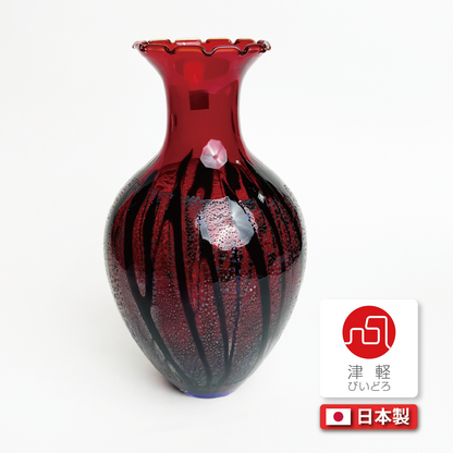 日本津輕玻璃｜石塚硝子｜寶石紅玻璃花瓶｜