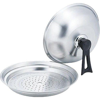 カクセー｜18-8 stainless steel round steaming tray｜With lid｜26-28CM suitable steaming tray/steaming tray with lid/stainless steel steaming tray set/steamer/steamer