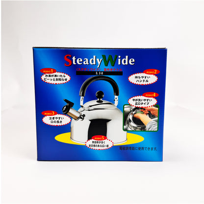 竹井器物｜日本製｜Kettle｜18-8不鏽鋼 Steady Wide 笛音水壺 3.3L