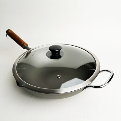 🇯🇵 Craftsman of Yanren｜Ultra-lightweight titanium pot｜Made in Japan｜28/30/33 cm｜Tsubame Sanjo Sakura Gin｜Wok/titanium pot/pure titanium wok/titanium pot/99.9% pure titanium/ready in stock