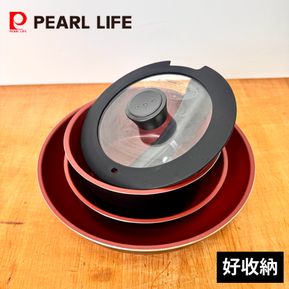 Pearl｜鑽石塗層IH適用不沾鍋五件組｜可拆手把｜烤箱對應｜HB-5621