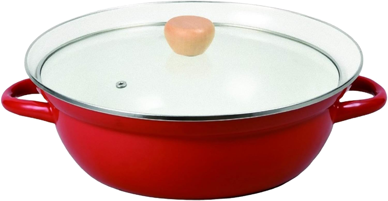 Pearl|26cm enamel pot|Special pot for IH stove|With glass lid ...