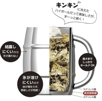 カクセー｜500ml vacuum double-layer beer mug｜18-8 vacuum insulated mug/barrel insulated mug/beer mug/anti-condensation cold insulated mug/camping/picnic