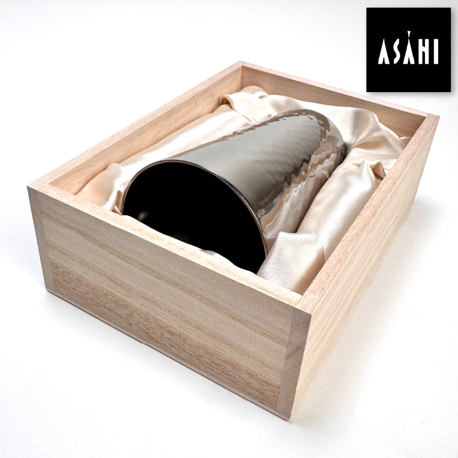 純鈦雙層飲用杯日本製｜ASAHI 霞Kasumi TW-1｜240ml 鏡面抋光（附木盒