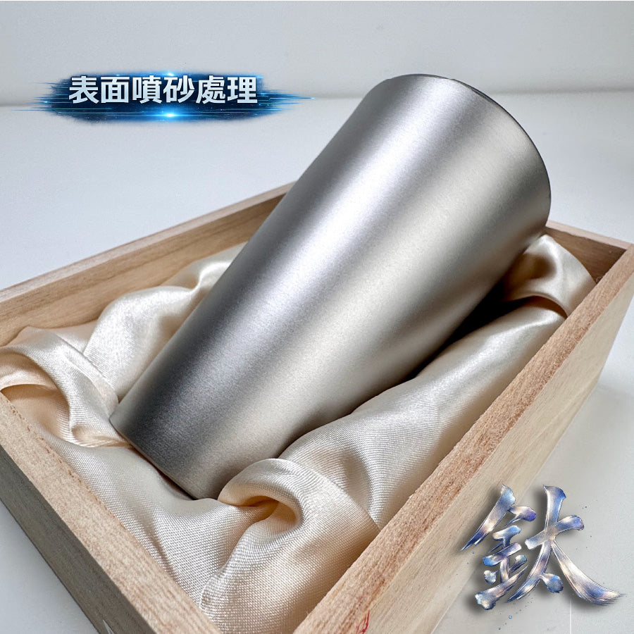 【kumi】純銀盃 純鈦雙層杯日本製｜ASAHI 霞Kasumi TW-5｜240ml 霧面噴砂鈴杯（附木盒
