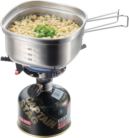 ⛺️LU CAPTAIN STAG｜1.3L 14CM stainless steel square pot with lid/camping kettle cooker/camping/travel UH-4202/7
