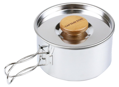 ⛺️LU CAPTAIN STAG｜1.3L 14CM stainless steel square pot with lid/camping kettle cooker/camping/travel UH-4202/7