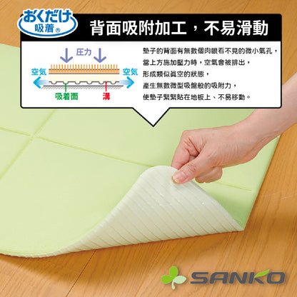 Sanko｜日本製 50x 70cm 吸水防滑浴室墊｜可褶浴室墊｜YO-28 ｜綠色